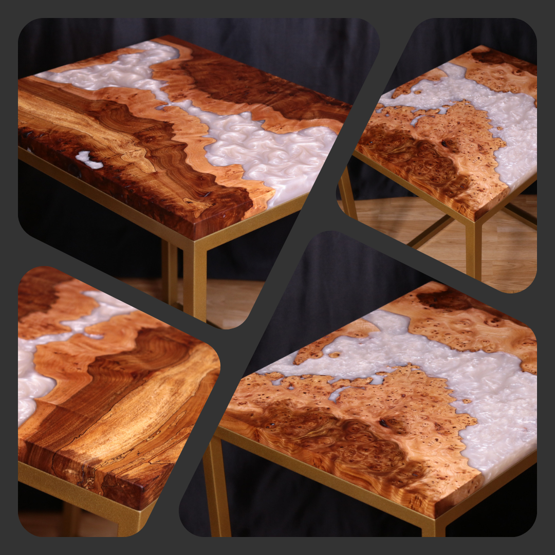 Pearlescent Burl Elm Bedside Table Set Of 2