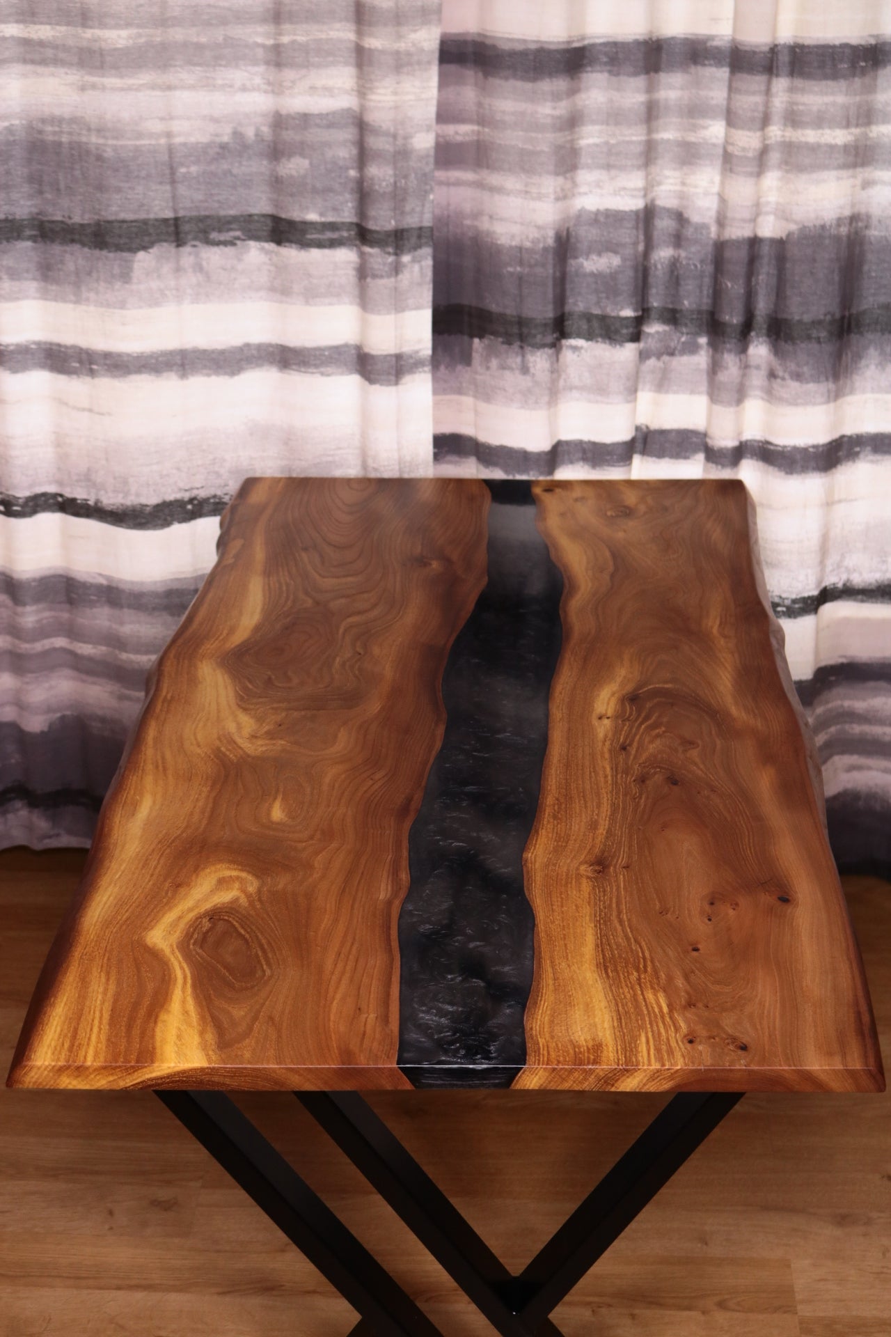 Anthracite Elm Live Edge Epoxy River Table