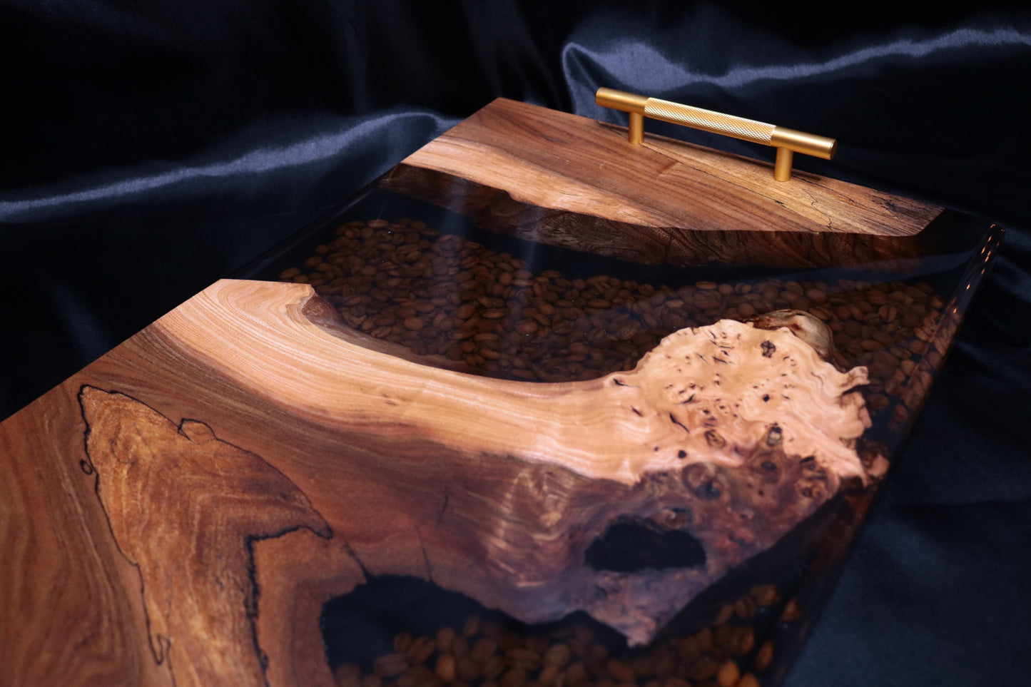 Coffee Bean Infused Burl Elm Serving Board