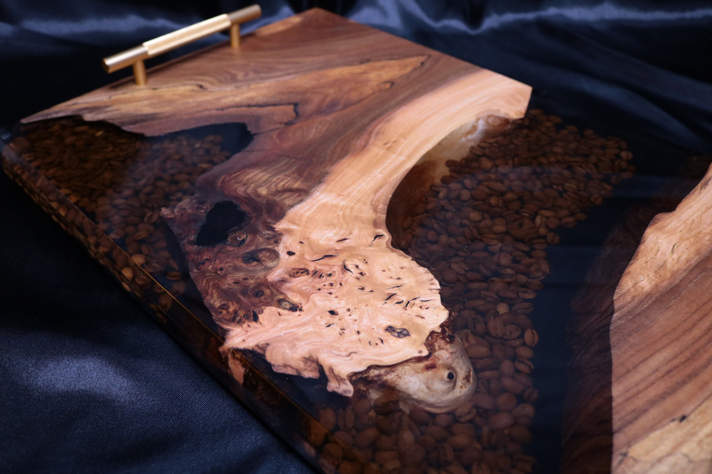 Coffee Bean Infused Burl Elm Serving Board