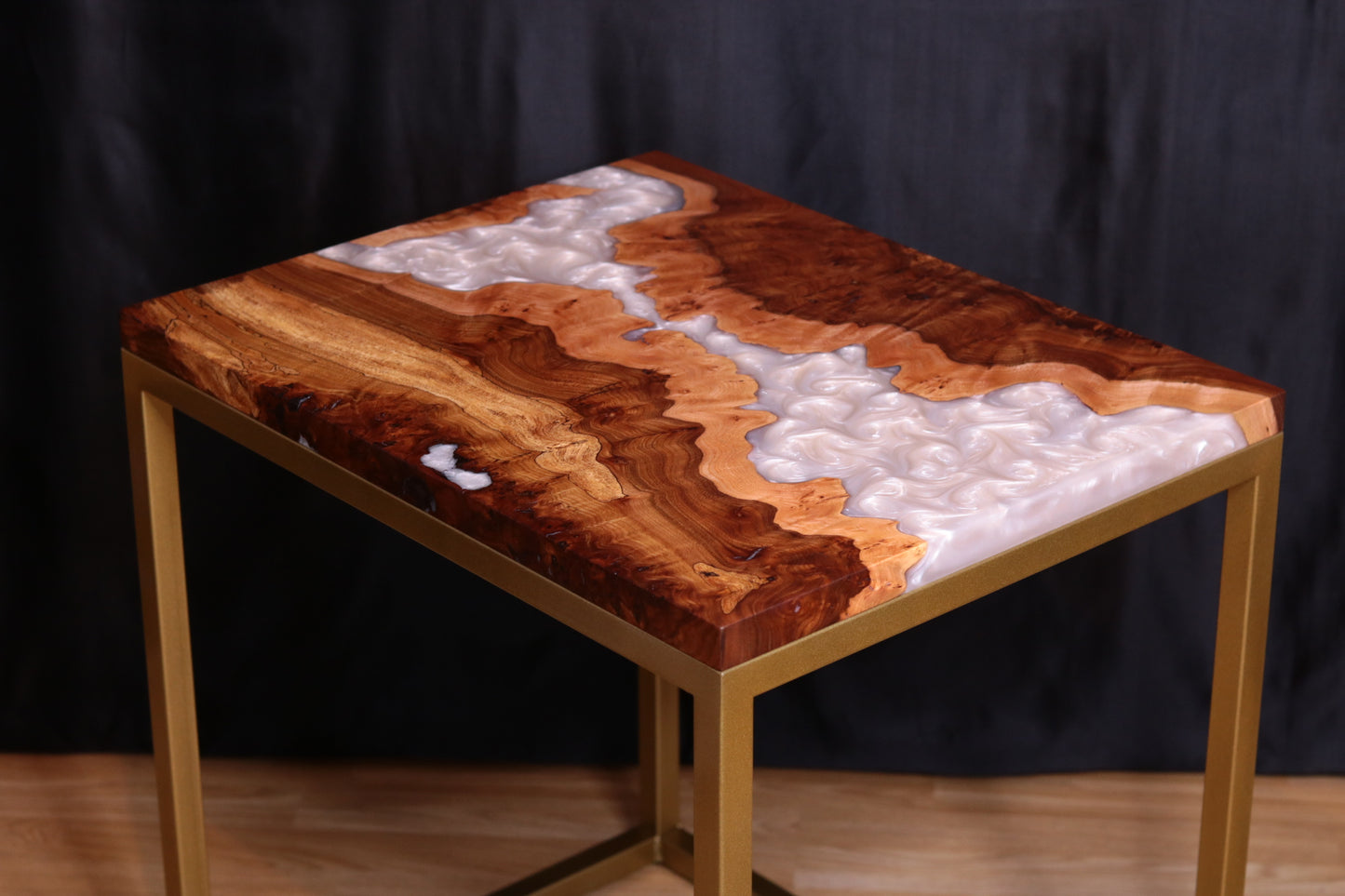 Pearlescent Burl Elm Side Table 1