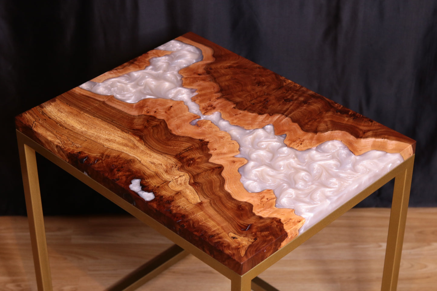 Pearlescent Burl Elm Side Table 1