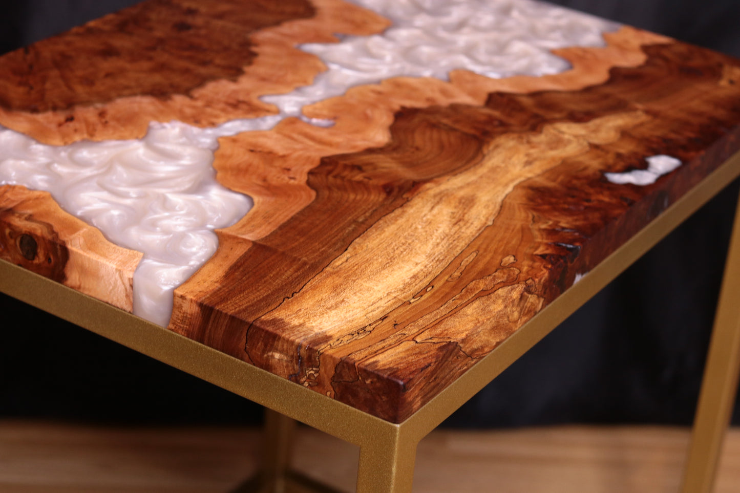 Pearlescent Burl Elm Side Table 1
