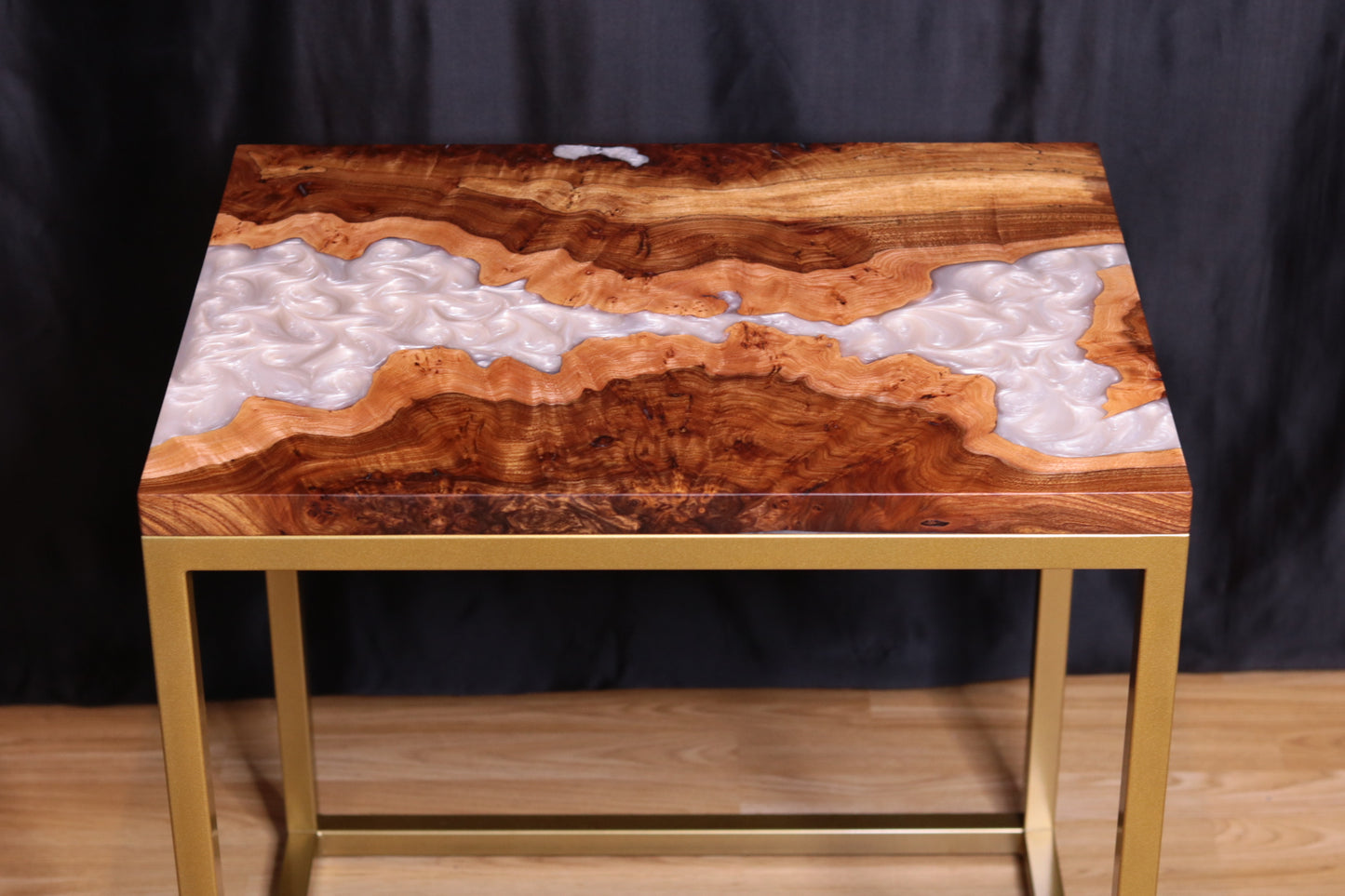 Pearlescent Burl Elm Side Table 1