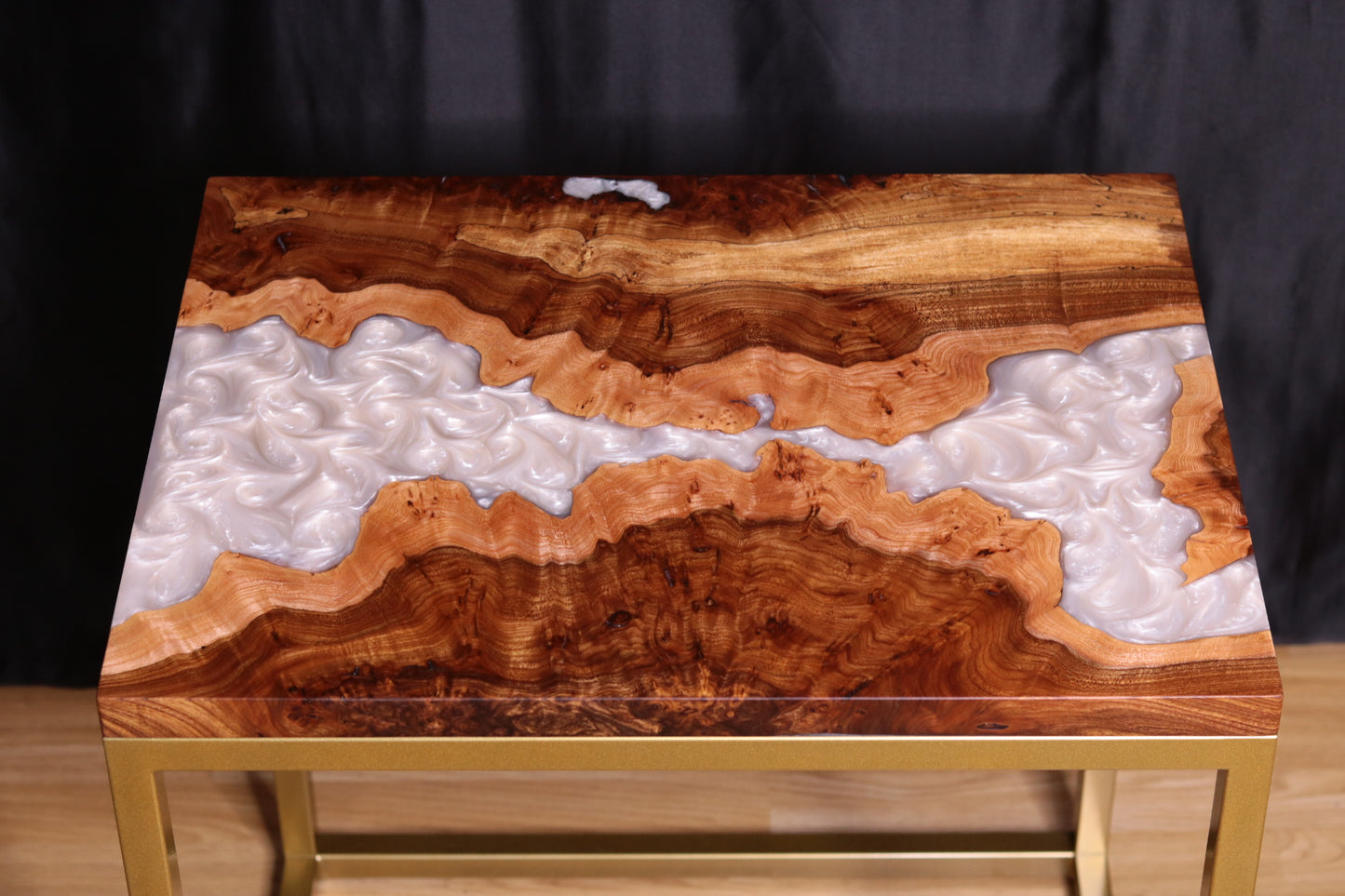 Pearlescent Burl Elm Side Table 1