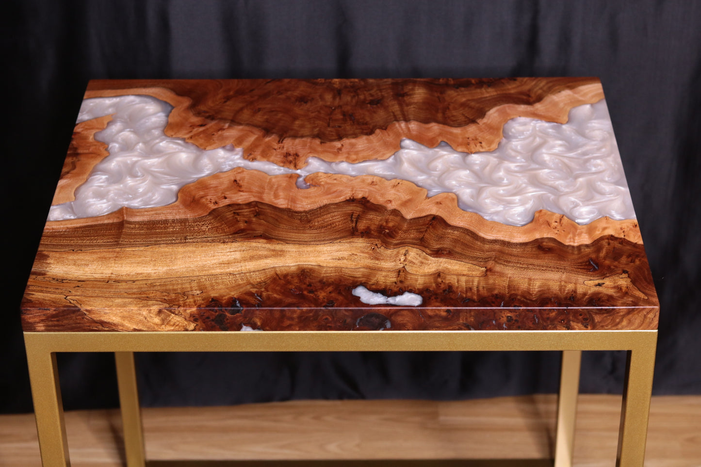 Pearlescent Burl Elm Side Table 1