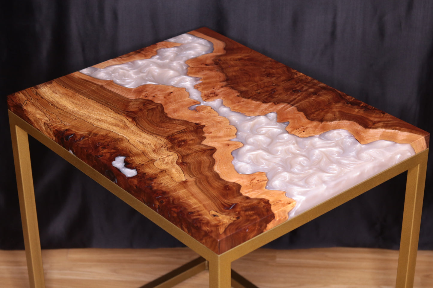 Pearlescent Burl Elm Side Table 1