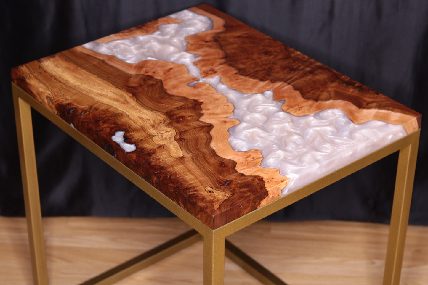 Pearlescent Burl Elm Side Table 1