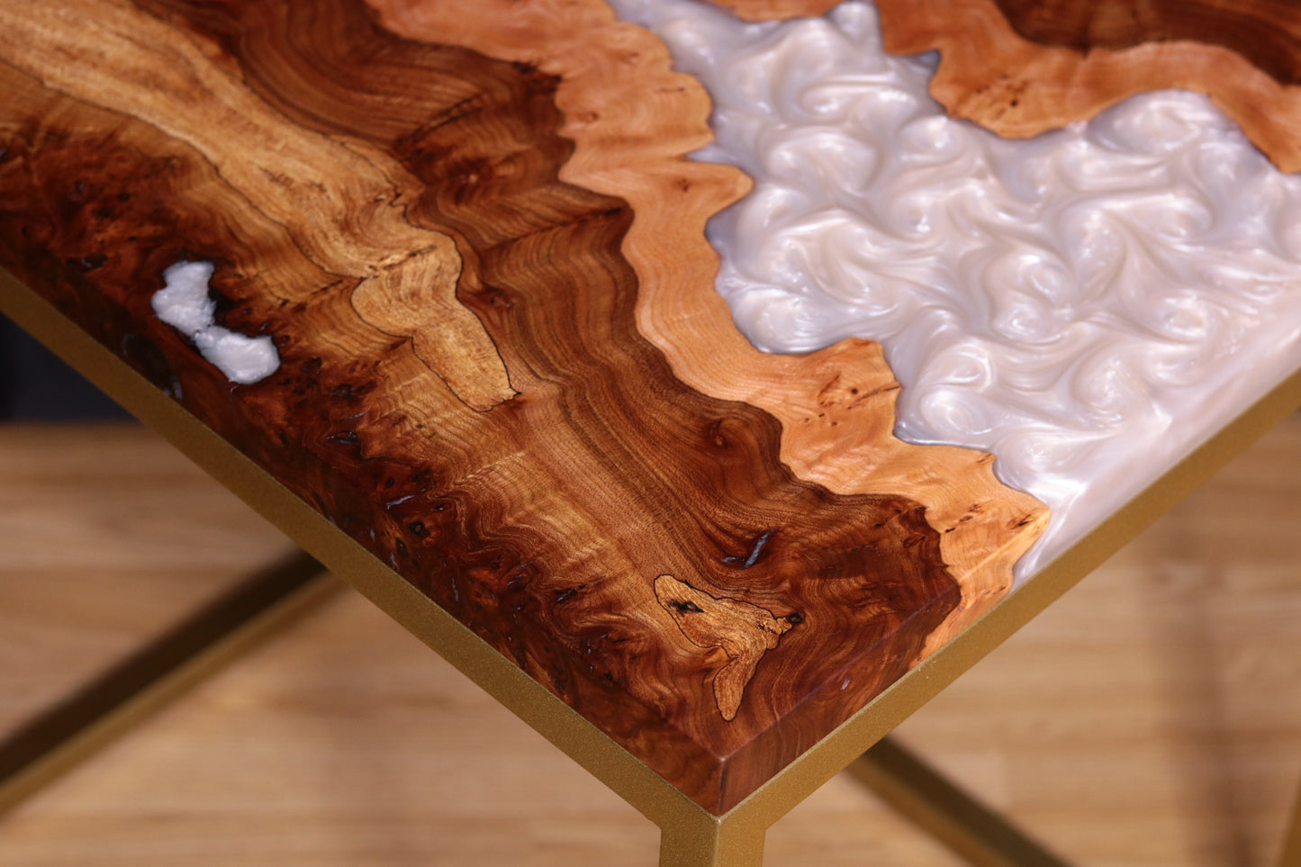 Pearlescent Burl Elm Side Table 1