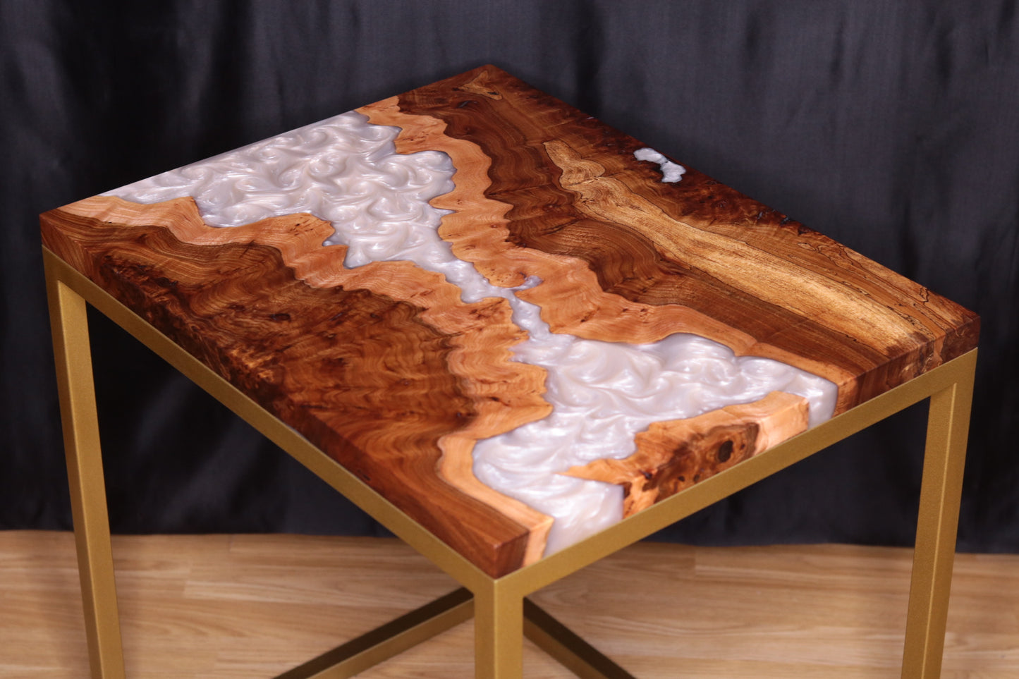 Pearlescent Burl Elm Side Table 1