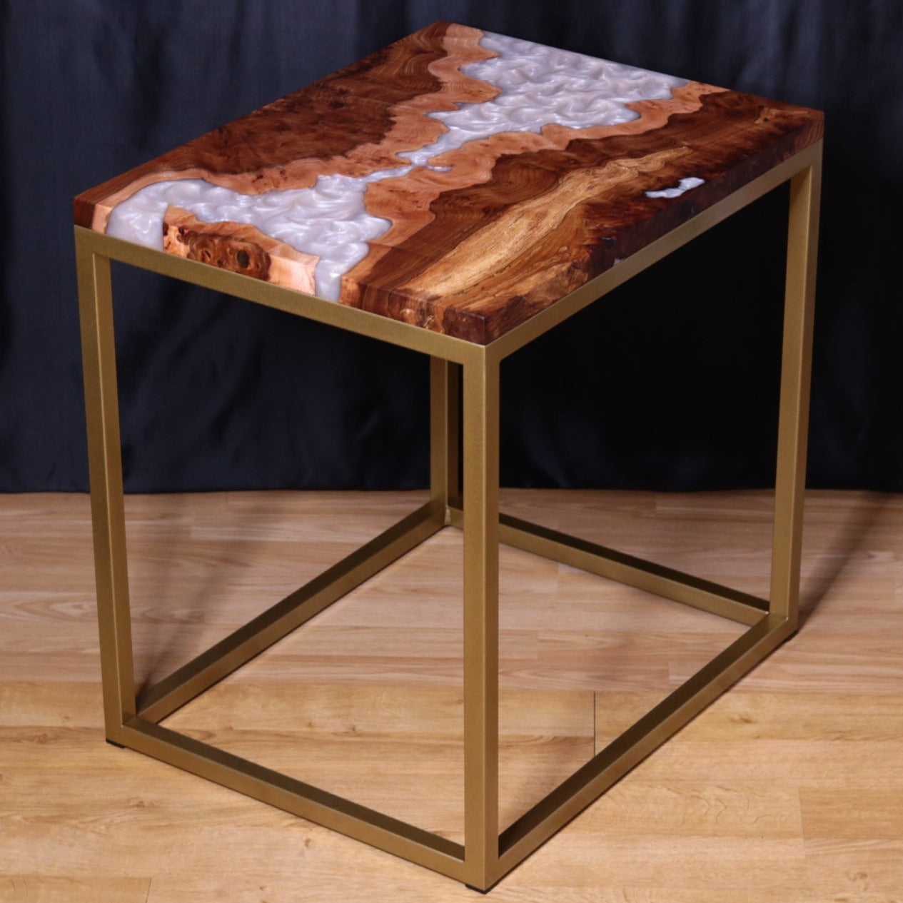 Pearlescent Burl Elm Side Table 1
