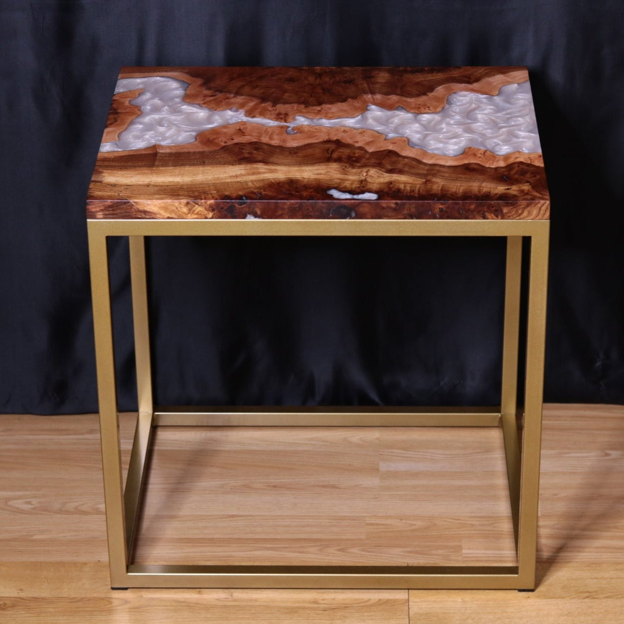 Pearlescent Burl Elm Side Table 1