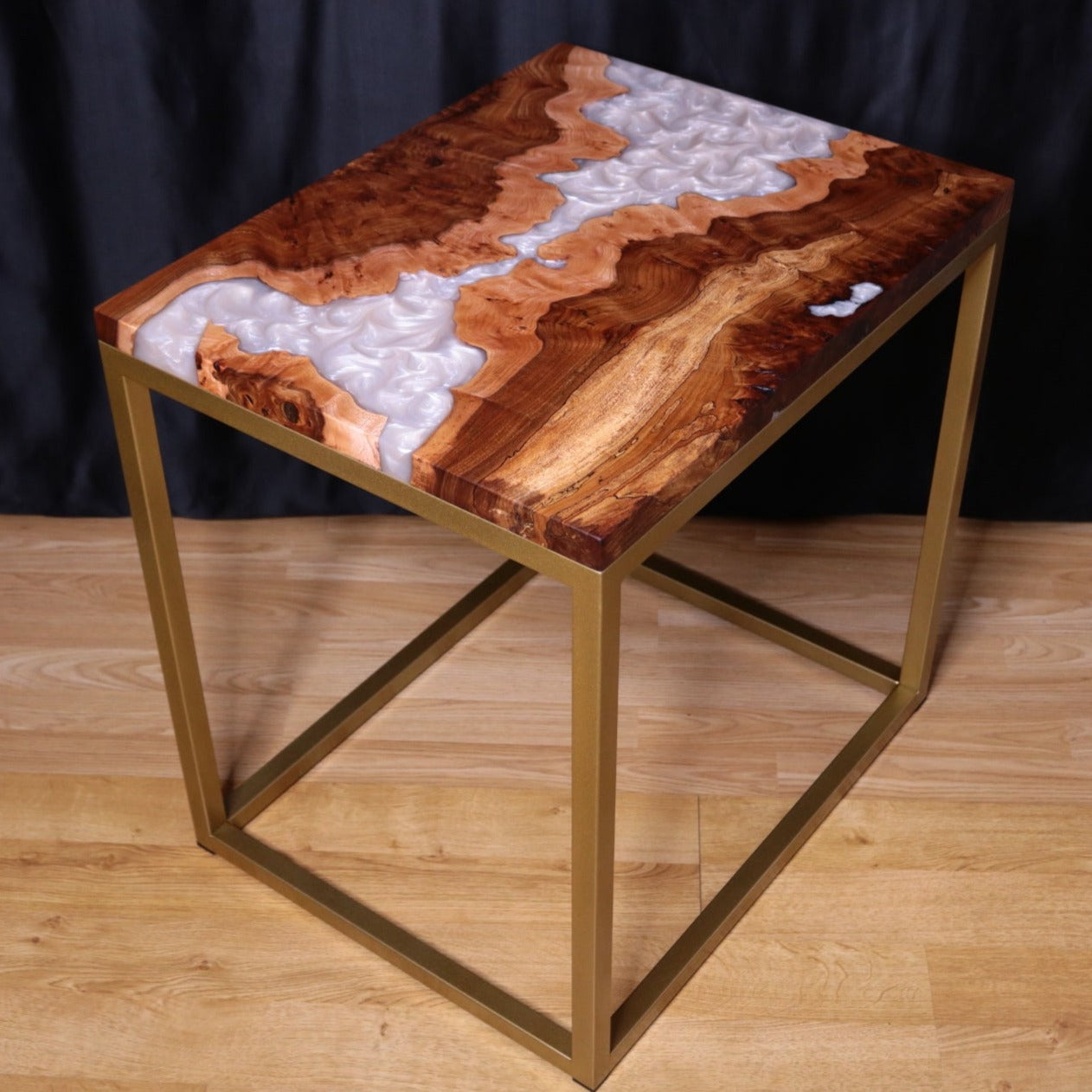 Pearlescent Burl Elm Side Table 1
