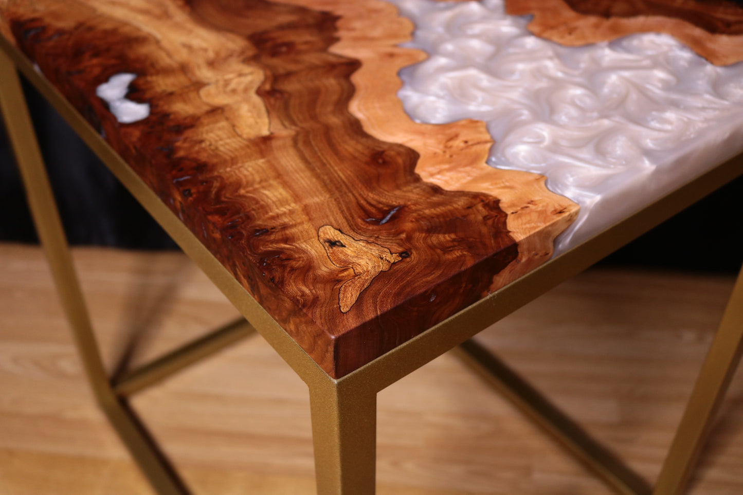 Pearlescent Burl Elm Side Table 1