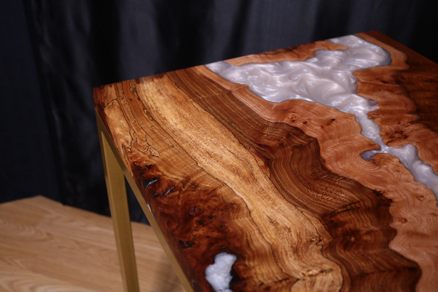 Pearlescent Burl Elm Side Table 1
