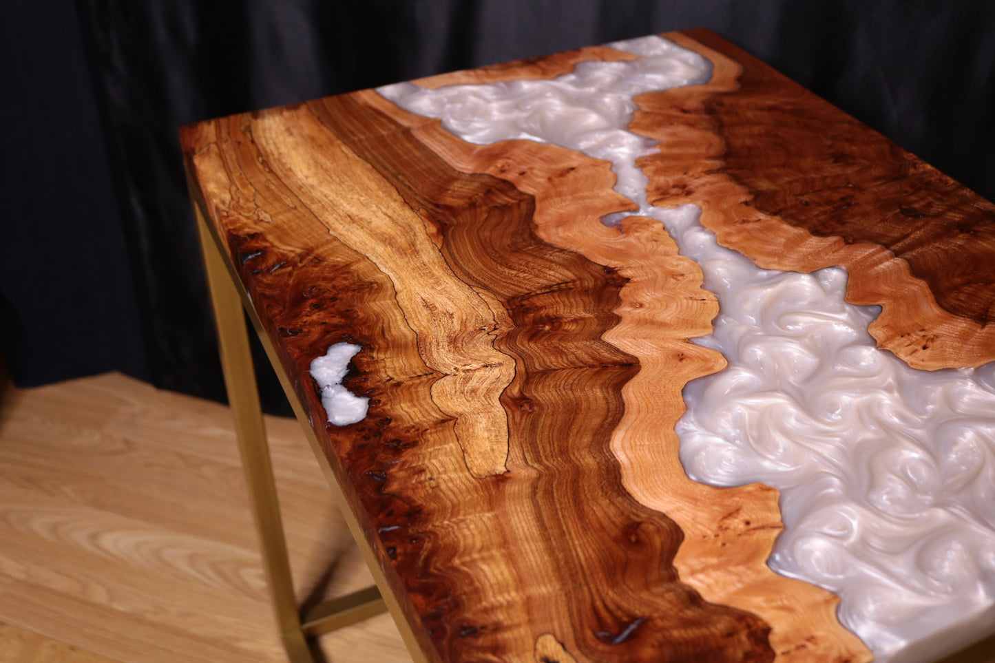 Pearlescent Burl Elm Side Table 1