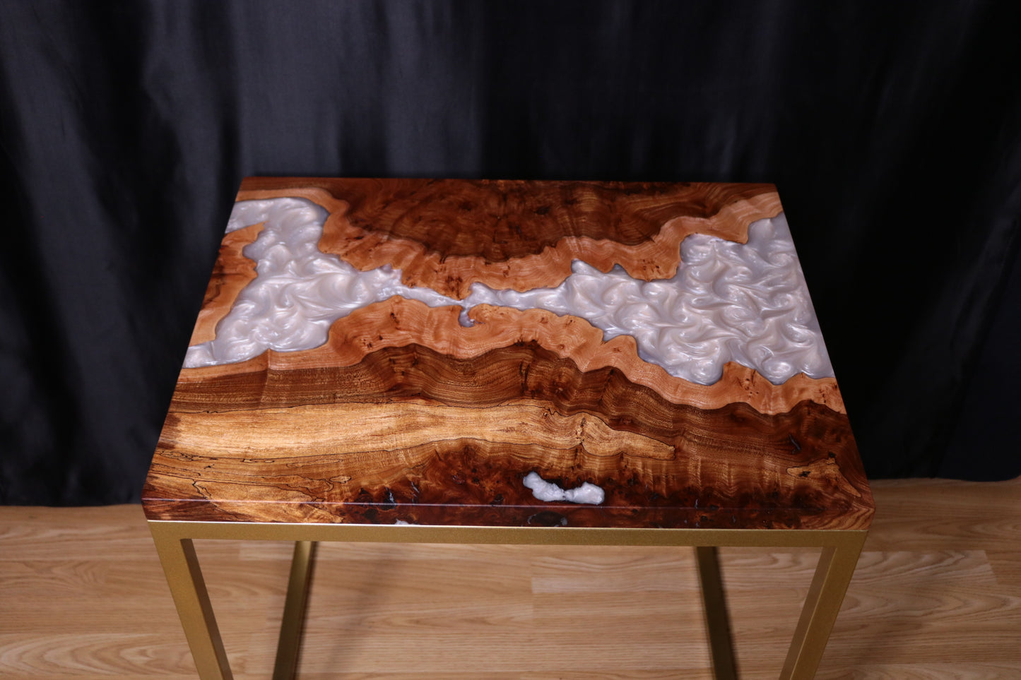 Pearlescent Burl Elm Side Table 1