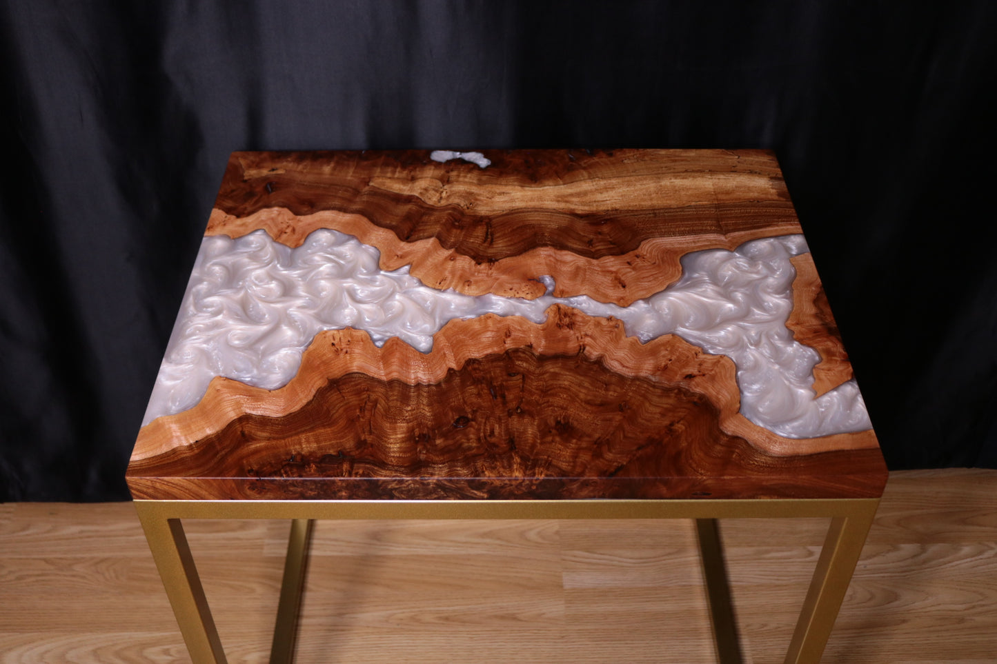 Pearlescent Burl Elm Side Table 1