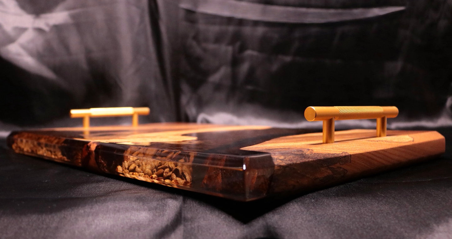 Coffee Bean Infused Burl Elm Serving Board